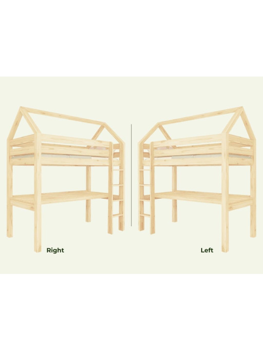 Children's House loft bed Manaslu with ladder and desk - Benlemi