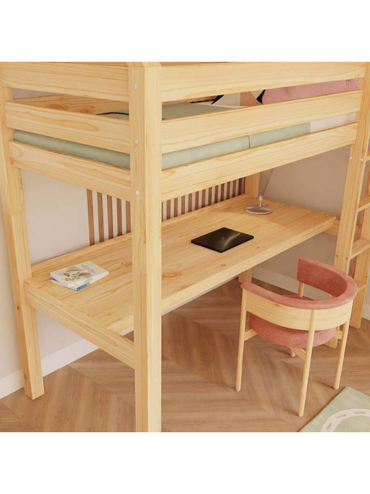 Letto a Soppalco per Bambini Manaslu con scaletta e scrivania - Benlemi