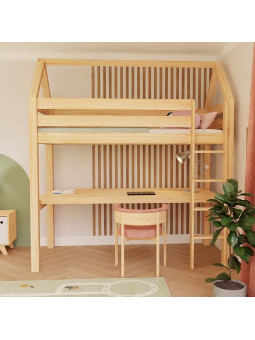 Children's House loft bed Manaslu with ladder and desk - Benlemi