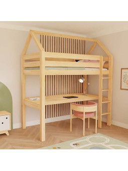 Letto a Soppalco per Bambini Manaslu con scaletta e scrivania - Benlemi