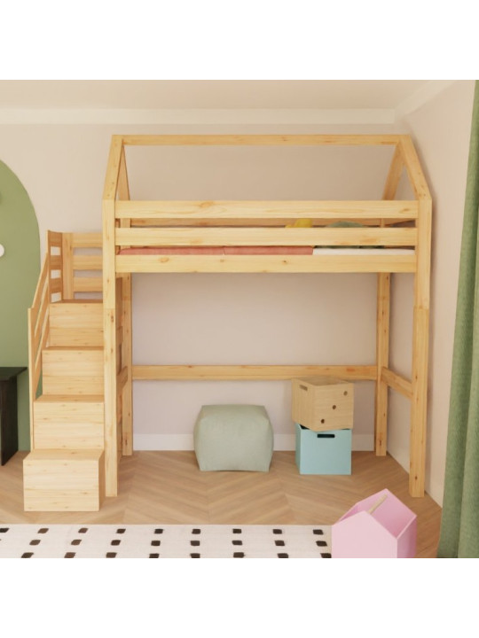 Children's House loft bed Manaslu with storage staris - Benlemi