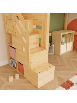 Letto a Soppalco per Bambini Manaslu con scala contenitore - Benlemi
