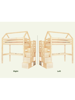 Children's House loft bed Manaslu with storage staris and desk - Benlemi
