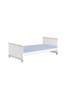 Letto singolo 200×90 per la Cameretta dei Bambini in Legno di Pino bianco e grigio o rosa - Collezione Mini