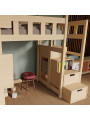 Children's Raised bed Cottage with storage stairs, windows and roof - Benlemi