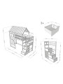 Letto a soppalco Cottage con scale contenitore, finestre e tetto - Benlemi