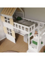 Letto a soppalco per bambini Cottage con mezzo tetto e scale contenitore - Benlemi