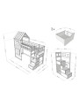 Children's Raised bed Cottage with half roof and storage stairs - Benlemi