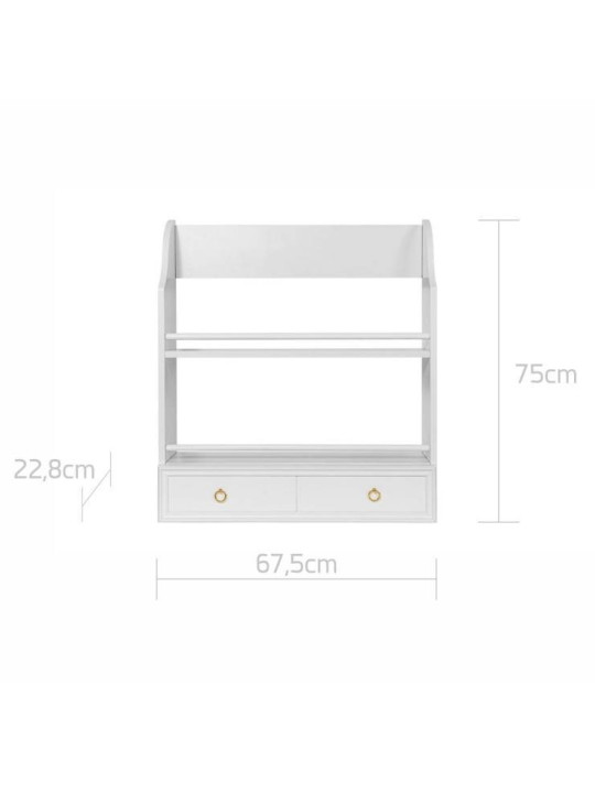 Wall Shelf for children's bedroom in white wood with large drawer Royal collection by BellAmy