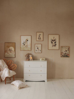 Chest of 3 drawers with changing table for children's bedroom in white wood with large drawers Royal collection by BellAmy