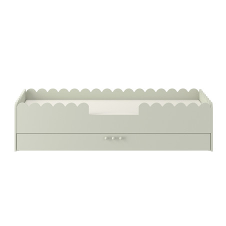 Lettino montessoriano per bambini Book Nook 80x160 con cassettone verde salvia - BellAmy