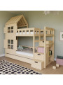 Letto a castello Cottage con mezzo tetto e scale contenitore - Benlemi