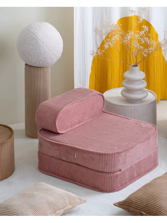 Poltrona per bambini Flip in velluto a coste rosa guava - Wigiwama
