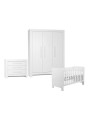 Cameretta completa 3 pezzi con Armadio, Cassettiera e Culla 60x120 trasformabile in lettino in Legno Bianco collezione Calmo