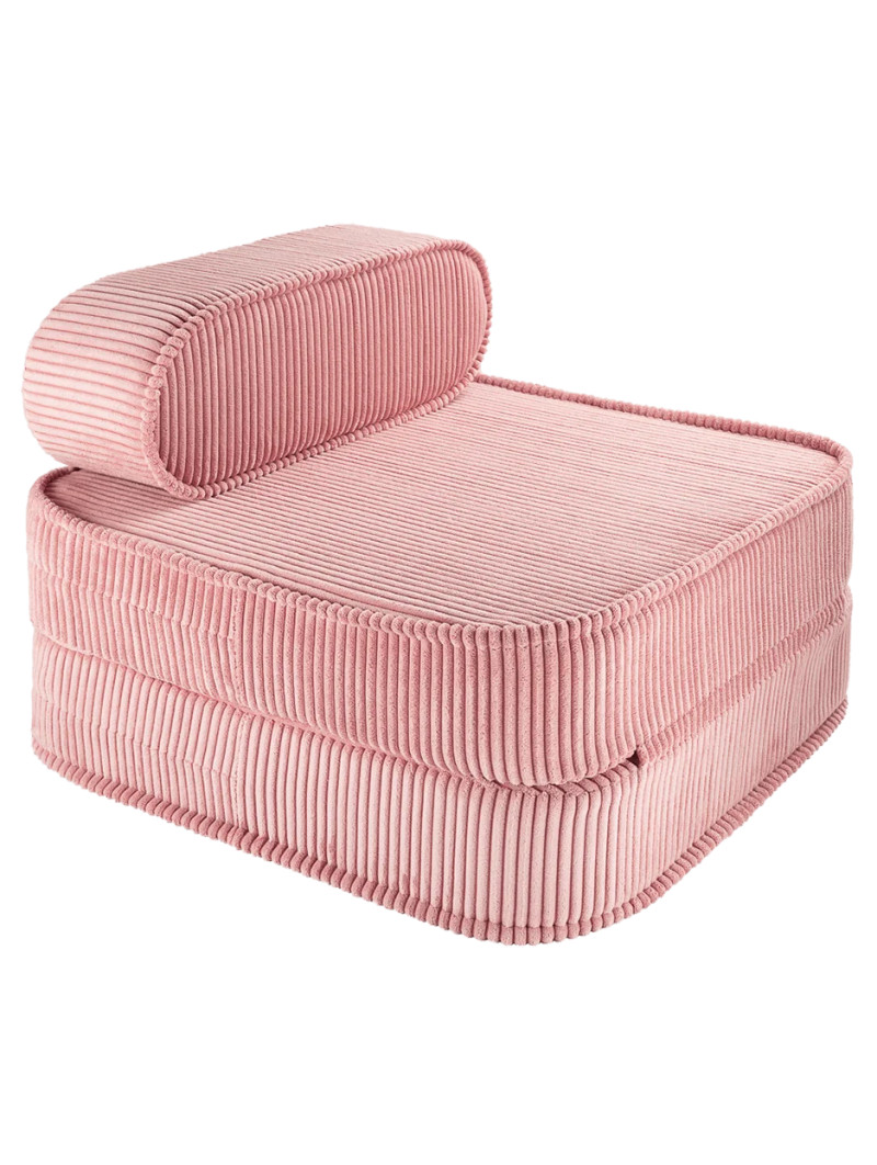 Poltrona per bambini Flip in velluto a coste rosa guava - Wigiwama