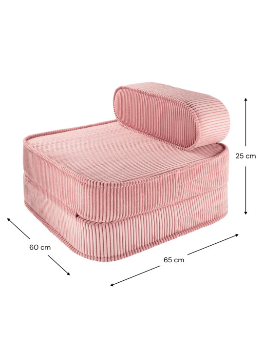 Poltrona per bambini Flip in velluto a coste rosa guava - Wigiwama