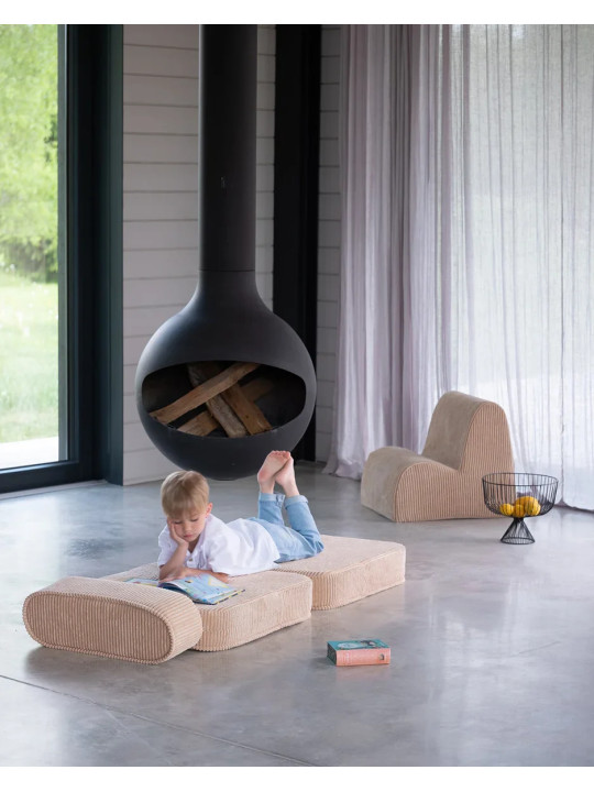 Poltrona per bambini Flip in velluto a coste marrone - Wigiwama