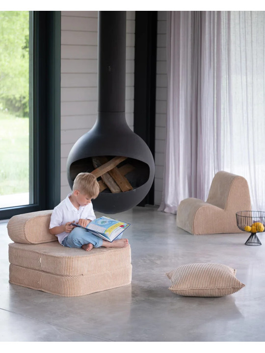 Poltrona per bambini Flip in velluto a coste marrone - Wigiwama