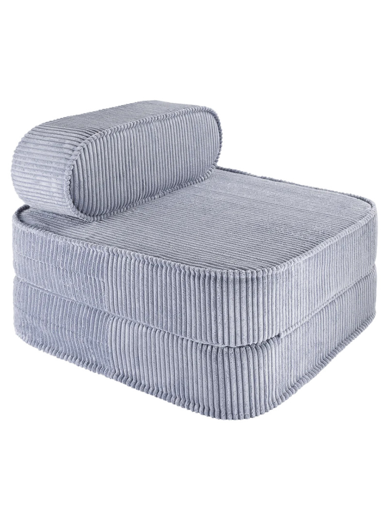 Poltrona per bambini Flip in velluto a coste blu mirtillo - Wigiwama