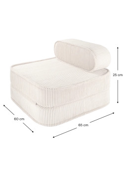 Poltrona per bambini Flip in velluto a coste bianco - Wigiwama