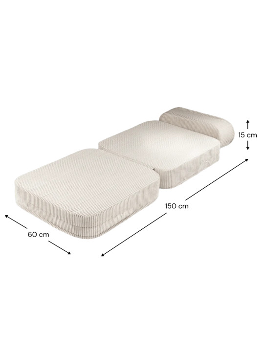 Poltrona per bambini Flip in velluto a coste bianco - Wigiwama