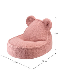 Pouf a sacco orsetto in tessuto teddy rosa - Wigiwama