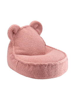 Pouf a sacco orsetto in tessuto teddy rosa - Wigiwama