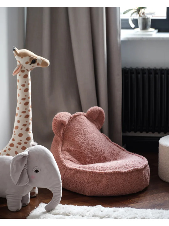 Pouf a sacco orsetto in tessuto teddy rosa - Wigiwama
