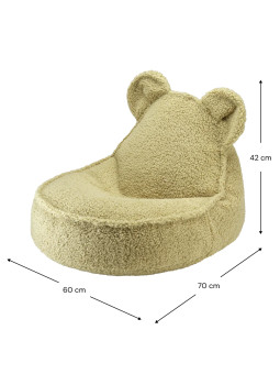 Pouf a sacco orsetto in tessuto teddy verde matcha - Wigiwama