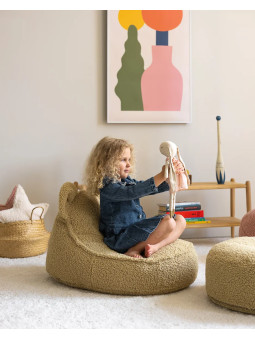 Pouf a sacco orsetto in tessuto teddy verde matcha - Wigiwama