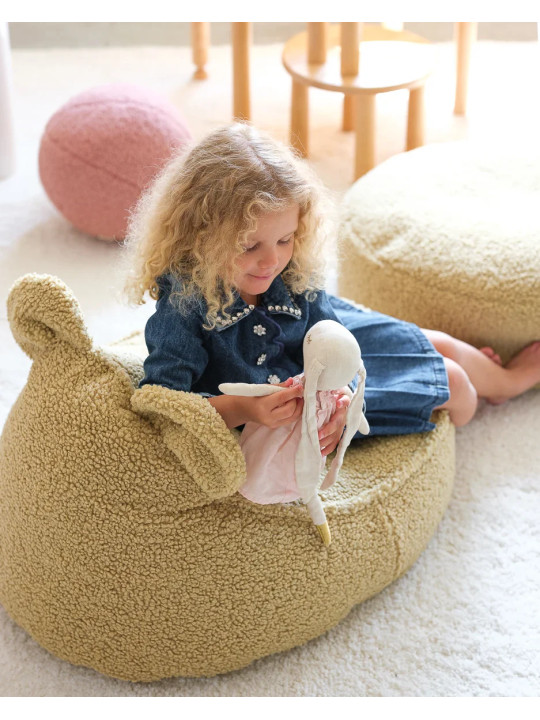 Pouf a sacco orsetto in tessuto teddy verde matcha - Wigiwama