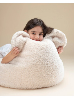 Pouf a sacco orsetto in tessuto teddy bianco - Wigiwama