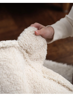 Pouf a sacco orsetto in tessuto teddy bianco - Wigiwama