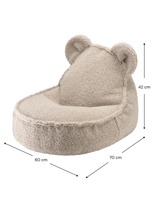 Pouf a sacco orsetto in tessuto teddy marrone biscotto - Wigiwama