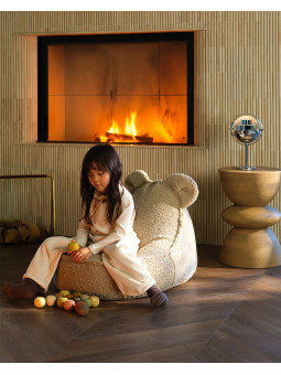Pouf a sacco orsetto in tessuto teddy marrone biscotto - Wigiwama