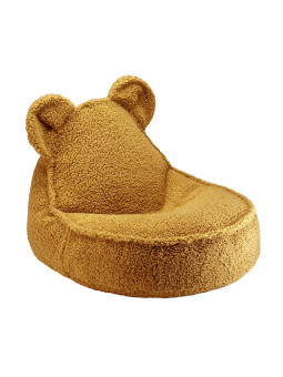 Pouf a sacco orsetto in tessuto teddy acero - Wigiwama