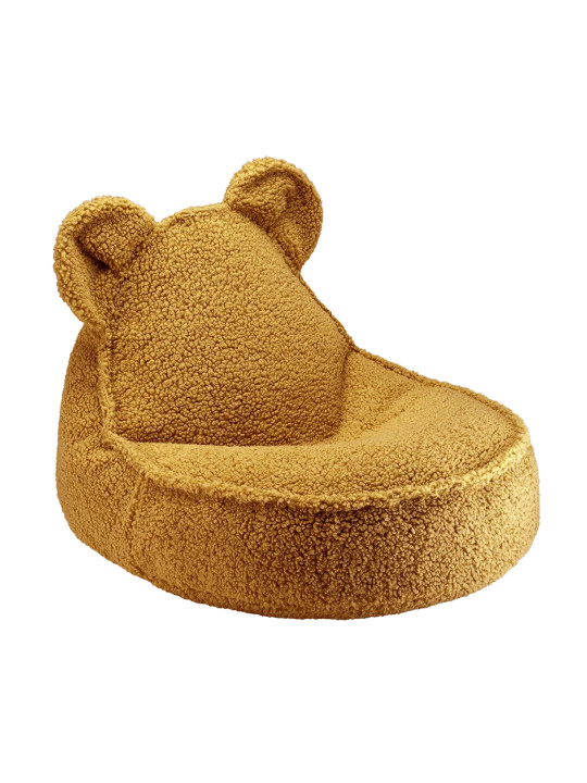 Pouf a sacco orsetto in tessuto teddy acero - Wigiwama