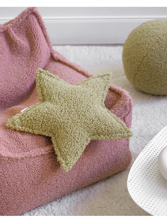 Children's Matcha Green Teddy Star Cushion - Wigiwama