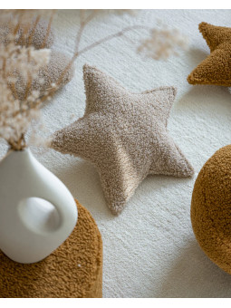 Children's Biscuit Brown Teddy Star Cushion - Wigiwama