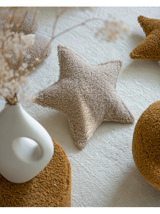 Children's Biscuit Brown Teddy Star Cushion - Wigiwama