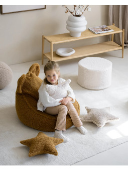 Cuscino a forma di stella in tessuto teddy biscotto - Wigiwama