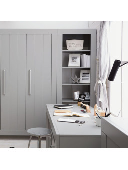 Cameretta completa 3 pezzi con Armadio, Cassettiera e Culla 70x140 trasformabile in lettino in Legno grigio collezione Calmo