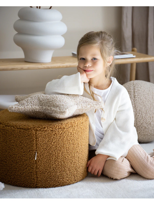 Children's Biscuit Brown Teddy Star Cushion - Wigiwama