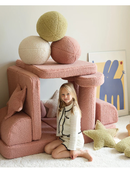 Children's Guava Pink Ball Teddy Cushion - Wigiwama