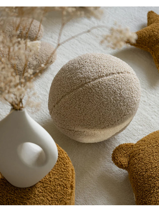 Children's Biscuit Brown Ball Teddy Cushion - Wigiwama