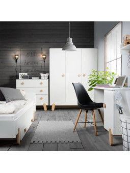 Complete 3-piece Children's Bedroom with Wardrobe, Chest of Drawer and Cot  Bed in white wooden I'ga collection