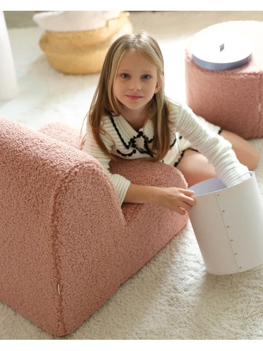 Poltroncina nuvola in tessuto teddy rosa - Wigiwama