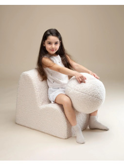 Poltroncina nuvola in tessuto teddy bianco - Wigiwama