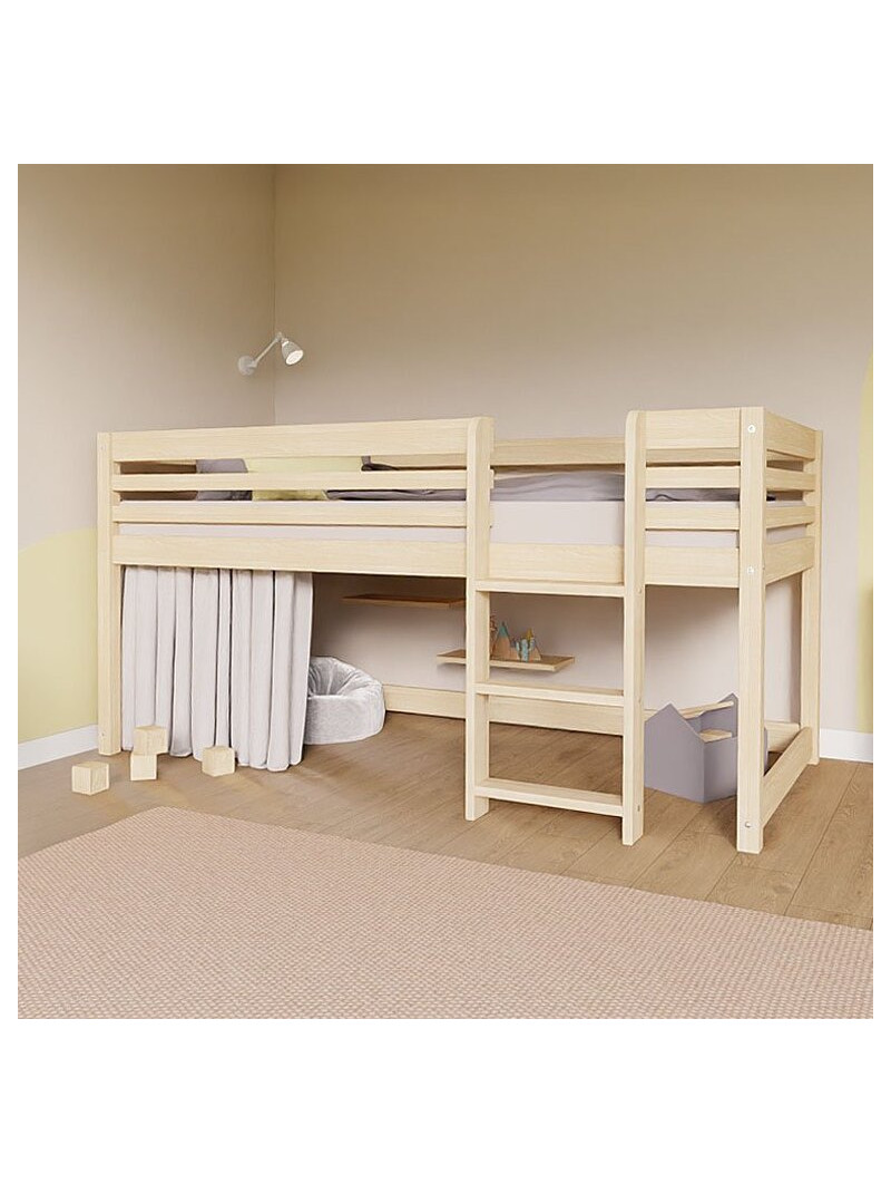 Children's Low loft bed Tuly with ladder - Benlemi