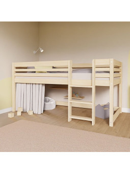Letto a soppalco basso per bambini Tuly con scaletta - Benlemi